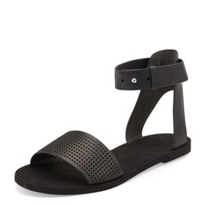 Vince Black Sawyer Leather Ankle-Wrap Sandal Women's Size 8.5